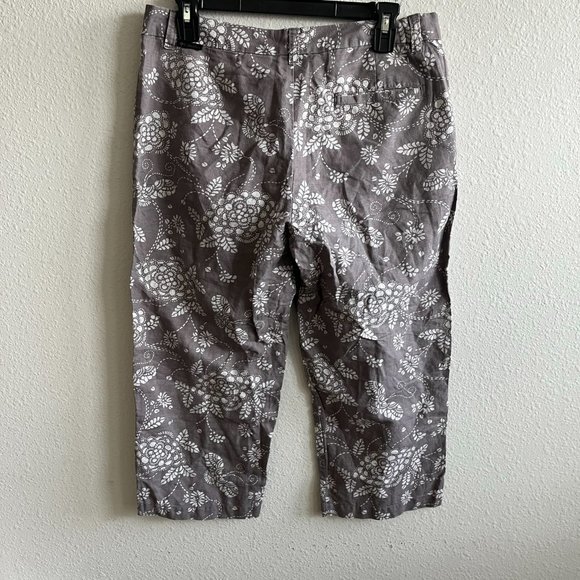 Columbia Women's Taupe Floral Print Cropped Linen Pants Size 8 Style AL8518 - Picture 9 of 10